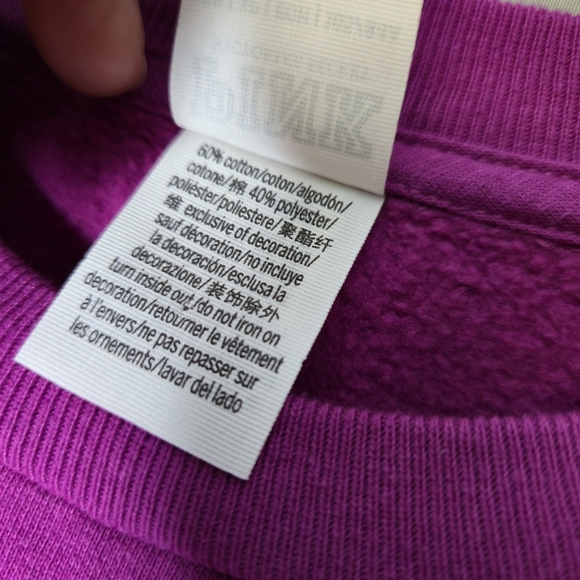 Pink Fleece cropped short sleeve crewneck sweatshirt Size XS - Picture 7 of 8